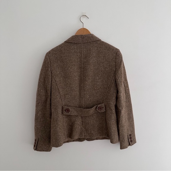 Vintage Talbots Brown Herringbone Wool Silk Blend Blazer Size 6 - Picture 5 of 8